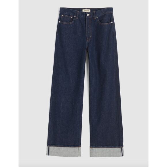 Madewell Petite Low Slung Baggy Jeans Rinse Wash Dark Blue Rigid US 27P NWT - Picture 6 of 14